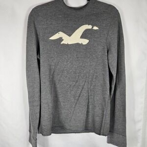 Vintage Hollister Thermal Long Sleeve‎ Crew Neck Athletic Fit Shirt Gray Large